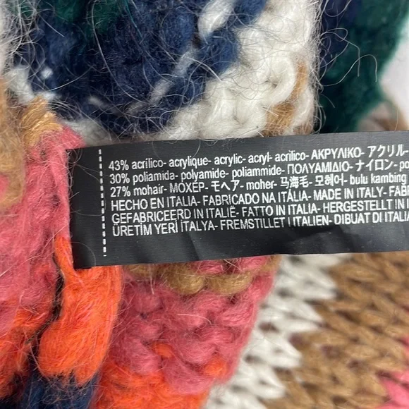 Zara Striped Slouchy Chunky Knit Balloon Sleeve Crop Sweater Retro Boho Small - Picture 10 of 12